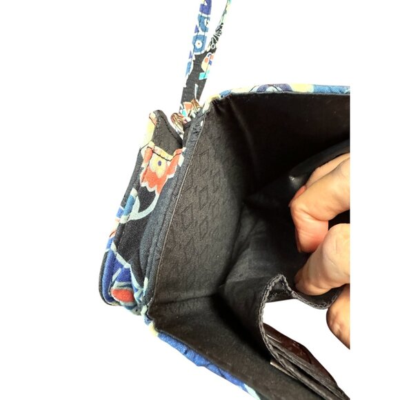 Vera Bradley Quilted Floral Tri-fold Mini Wallet Lanyard Keyring Signed - Picture 7 of 15